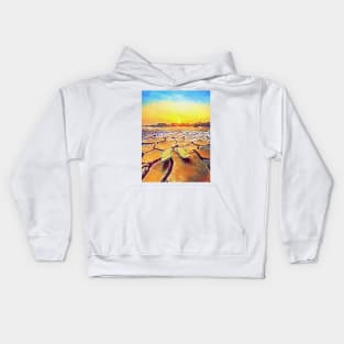 Dramatic sunset over drought earth illustration Kids Hoodie